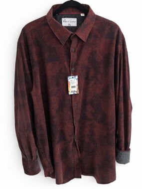 Robert Graham Nara Park Corduroy Shirt Men’s 3XL Burgundy Button Up NEW